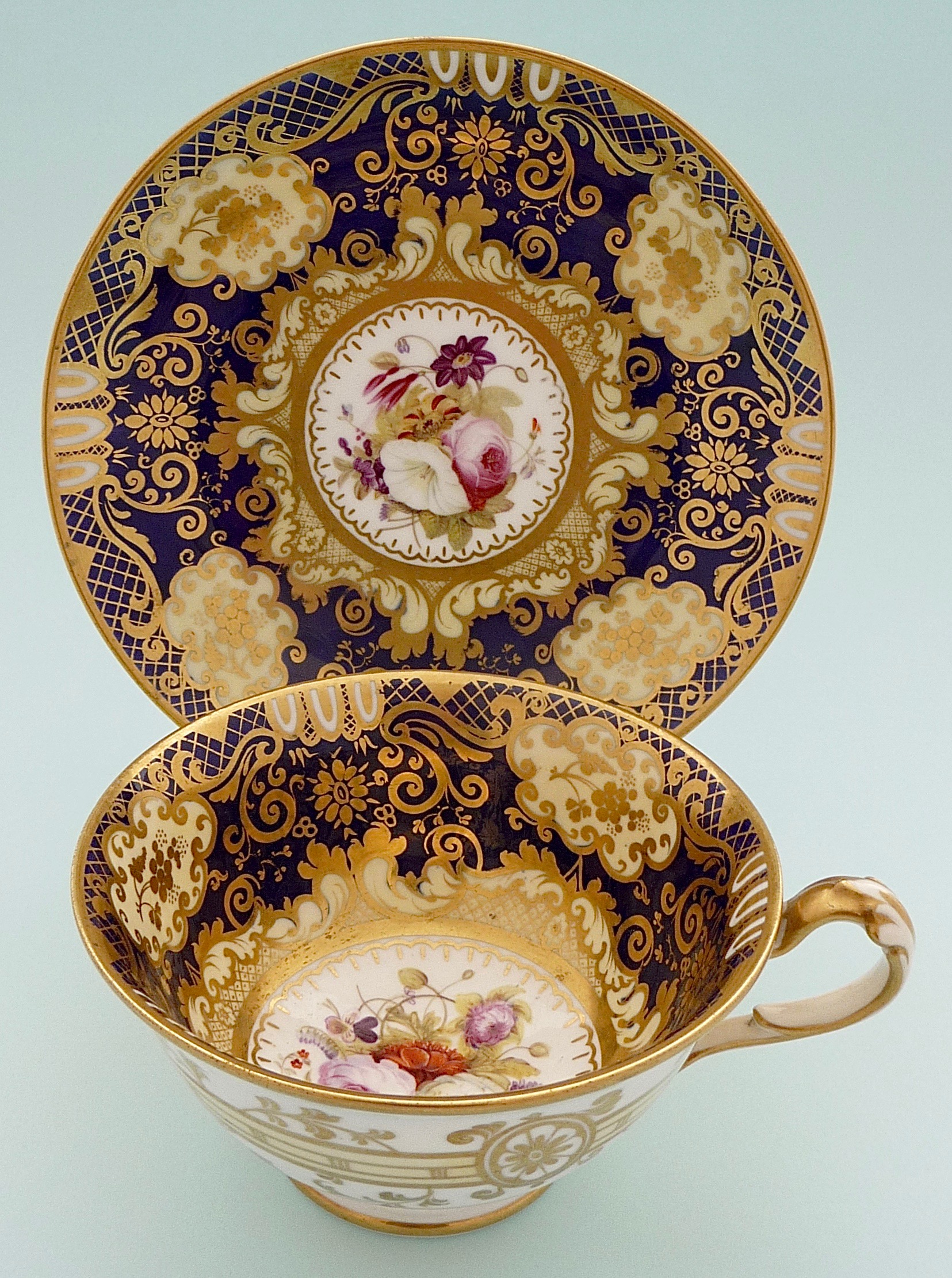 John Ridgway gorgeous cup & saucer, circa 1842 - Cotswold Antiques
