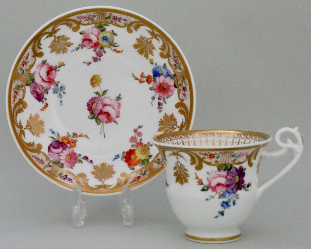 Spode 1825 ‘Bell Shape’ cup & saucer, summer flowers - Cotswold Antiques