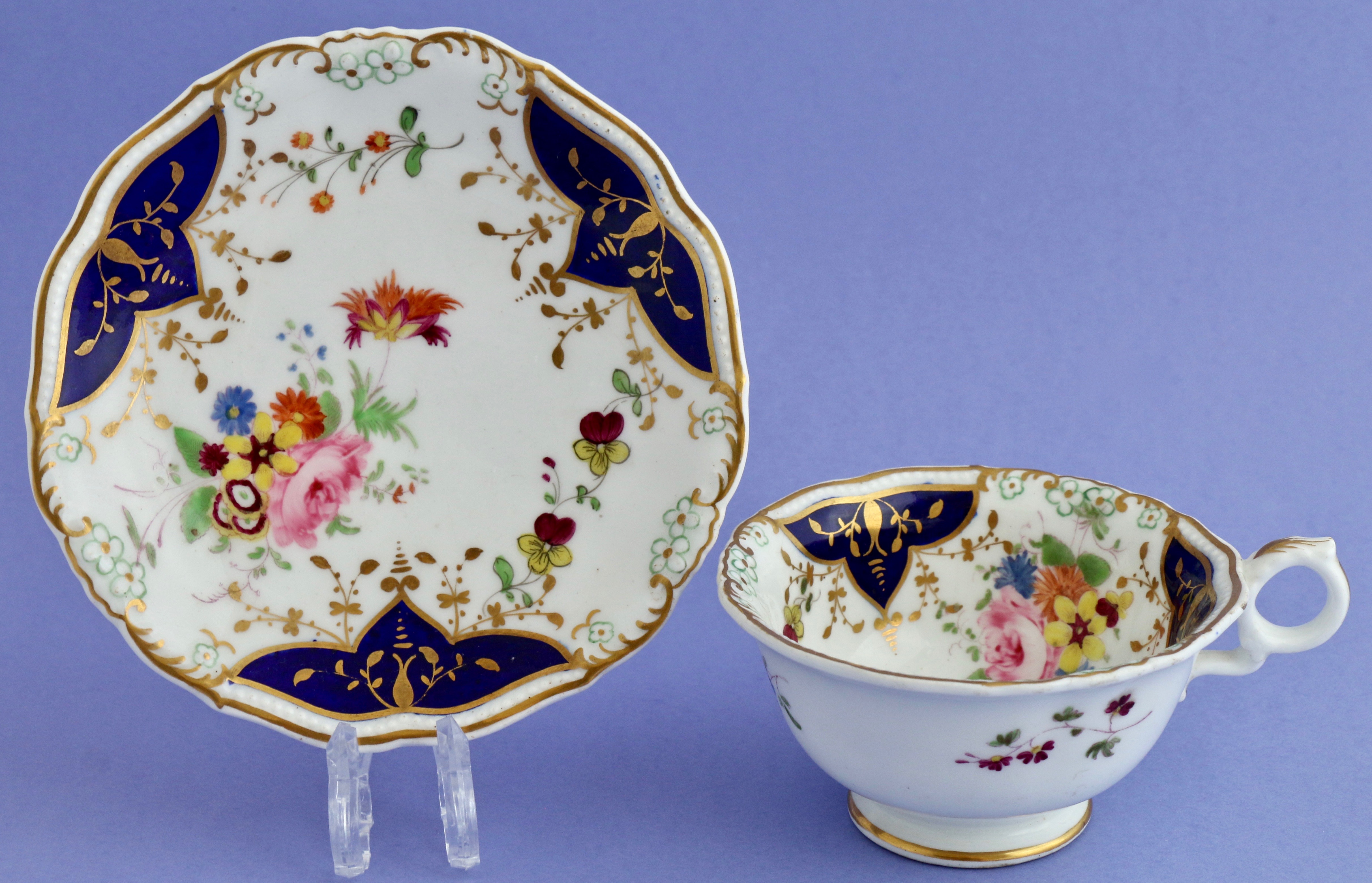 Grainger 'Gloster' cup & saucer, summer bouquets, 1835-9